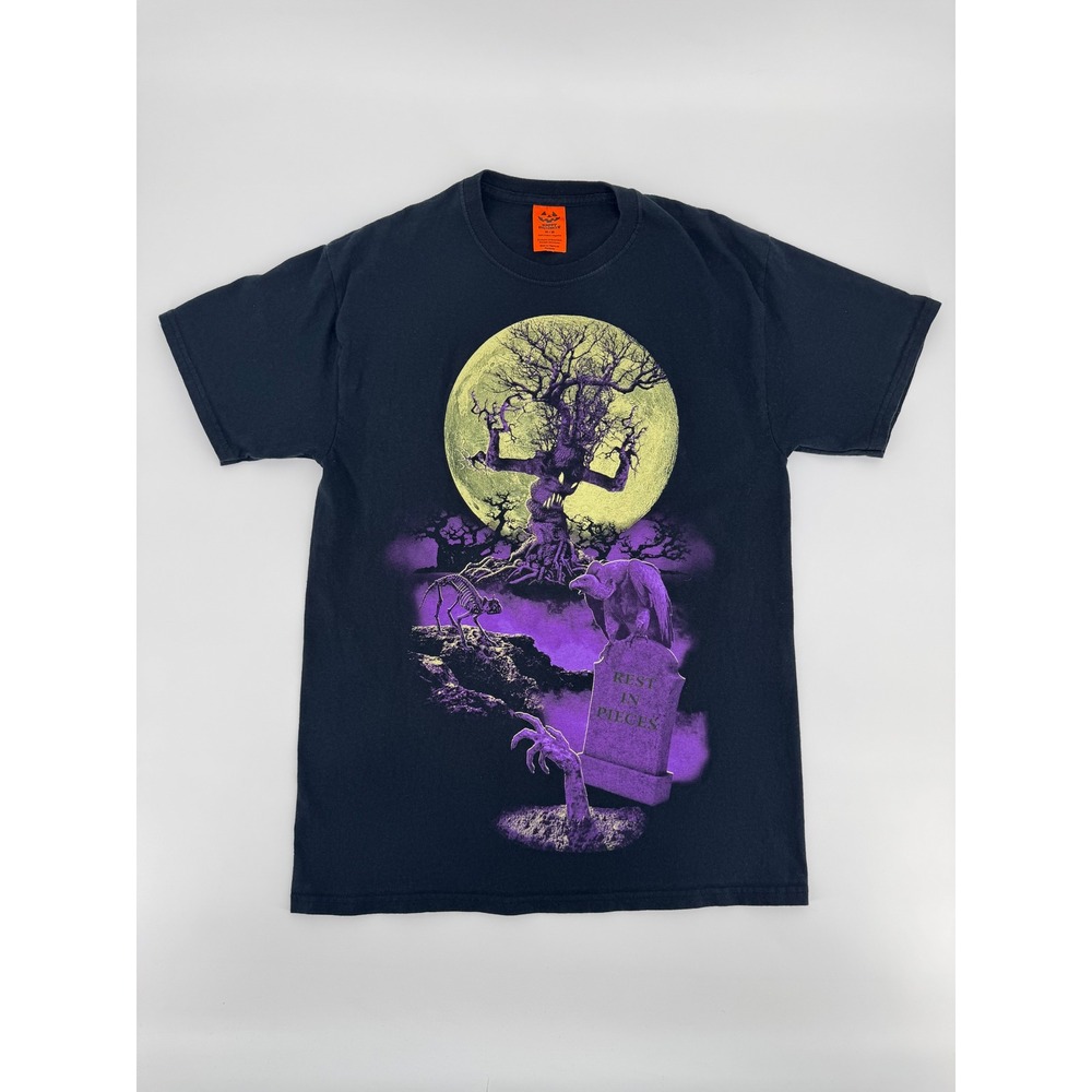 Happy Halloween Men's Graphic T-Shirt Black Graveyard Rest In Pieces Medium